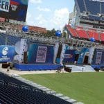 field with stage - Nissan Stadium